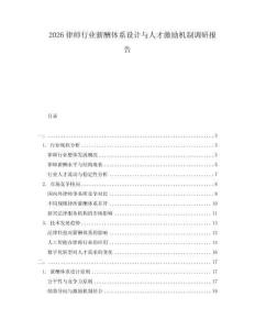 2026律師行業薪酬體系設計與人才激勵機制調研報告