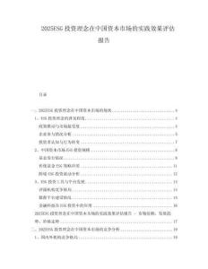 2025ESG投資理念在中國資本市場的實踐效果評估報告