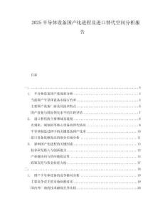 2025半導(dǎo)體設(shè)備國(guó)產(chǎn)化進(jìn)程及進(jìn)口替代空間分析報(bào)告