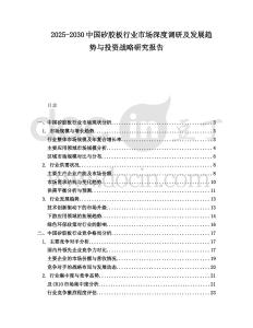 2025-2030中國矽膠板行業(yè)市場深度調(diào)研及發(fā)展趨勢與投資戰(zhàn)略研究報告