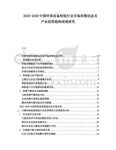 2025-2030中國(guó)環(huán)保設(shè)備制造行業(yè)市場(chǎng)供需動(dòng)態(tài)及產(chǎn)業(yè)投資趨勢(shì)深度研究