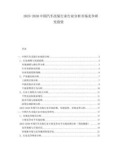 2025-2030中國汽車改裝行業(yè)行業(yè)分析市場競爭研究投資