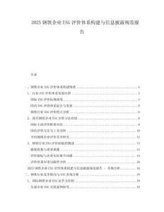 2025鋼鐵企業ESG評價體系構建與信息披露規范報告