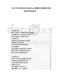 2025-2030废旧动力电池Pack拆解自动化解决方案经济性评估报告