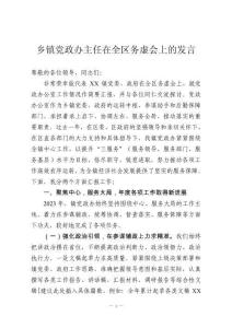 鄉鎮黨政辦主任在全區務虛會上的發言