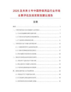 2025及未來5年中國勞保用品行業(yè)市場全景評估及投資規(guī)劃建議報告