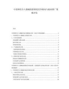 中國神經(jīng)介入器械創(chuàng)新賽道競爭格局與臨床推廣策略評估