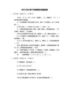 2025年小學六年級數學試題套裝