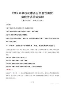 2025年攀枝花市西區(qū)公益性崗位招聘真題