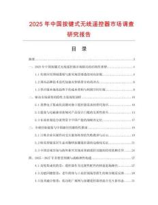 2025年中國(guó)按鍵式無線遙控器市場(chǎng)調(diào)查研究報(bào)告