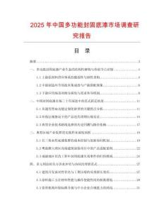 2025年中國多功能封固底漆市場調(diào)查研究報告
