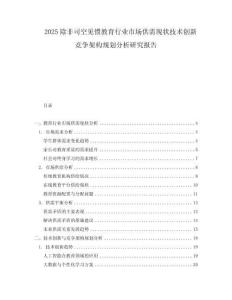 2025除非司空見慣教育行業市場供需現狀技術創新競爭架構規劃分析研究報告