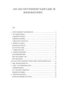 2025-2030中國半導體材料國產化進程與晶圓廠配套需求匹配度分析報告