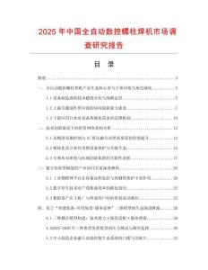 2025年中國全自動(dòng)數(shù)控螺柱焊機(jī)市場(chǎng)調(diào)查研究報(bào)告