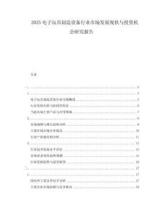 2025電子玩具制造設(shè)備行業(yè)市場(chǎng)發(fā)展現(xiàn)狀與投資機(jī)會(huì)研究報(bào)告