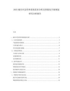 2025城市應(yīng)急管理系統(tǒng)需求分析及智能化升級規(guī)劃研究分析報告