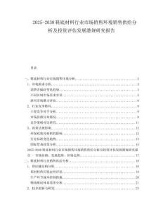 2025-2030鞋底材料行業(yè)市場銷售環(huán)境銷售供給分析及投資評(píng)估發(fā)展?jié)撘?guī)研究報(bào)告