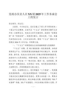 黨政辦負(fù)責(zé)人在XX鎮(zhèn)2025年工作務(wù)虛會(huì)上的發(fā)言