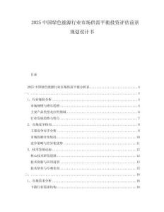 2025中國綠色能源行業市場供需平衡投資評估前景規劃設計書