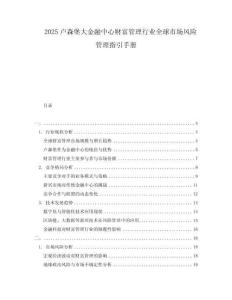 2025盧森堡大金融中心財富管理行業(yè)全球市場風(fēng)險管理指引手冊