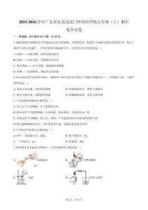 2025-2026學年廣東省東莞市虎門外國語學校九年級（上）期中化學試卷（含答案）