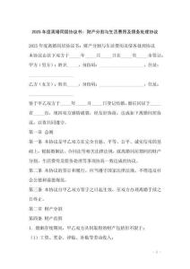 2025年度離婚同居協(xié)議書：財(cái)產(chǎn)分割與生活費(fèi)用及債務(wù)處理協(xié)議