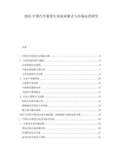 2025中國汽車租賃行業商業模式與市場運營研究