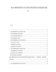 航空器維修保養(yǎng)行業(yè)市場分析投資評估規(guī)劃研究報告