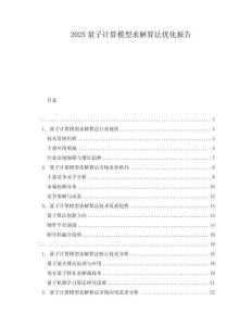 2025量子计算模型求解算法优化报告
