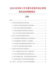 2025及未來5年中國馬來語市場分析預測及投資策略報告