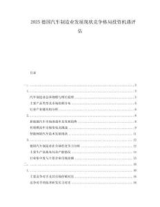 2025德國汽車制造業發展現狀競爭格局投資機遇評估
