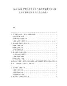 2025-2030智慧稅務數字化升級改造實施方案與稅收征管服務創新模式研究分析報告