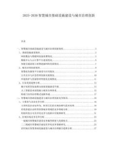 2025-2030智慧城市基礎設施建設與城市治理創新