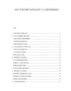 2025中國白酒行業資本運作與上市路徑規劃報告