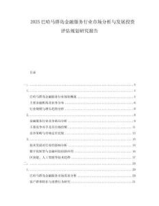 2025巴哈馬群島金融服務行業市場分析與發展投資評估規劃研究報告