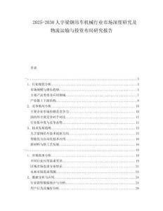 2025-2030人字梁鋼吊車機(jī)械行業(yè)市場(chǎng)深度研究及物流運(yùn)輸與投資布局研究報(bào)告