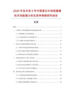2025年及未來5年中國黑白半球型攝像機市場數據分析及競爭策略研究報告
