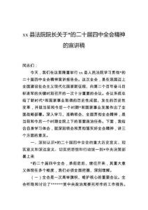 縣法院院長關于黨的二十屆四中全會精神的宣講稿