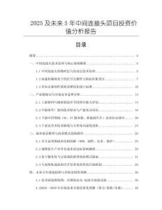2025及未來5年中間連接頭項(xiàng)目投資價(jià)值分析報(bào)告