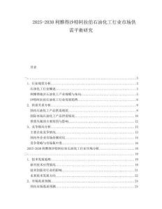 2025-2030利雅得沙特阿拉伯石油化工行業市場供需平衡研究