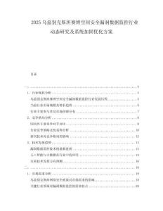 2025烏茲別克斯坦賽博空間安全漏洞數據監控行業動態研究及系統加固優化方案