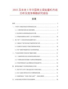 2025及未來5年中國單主梁起重機市場分析及競爭策略研究報告