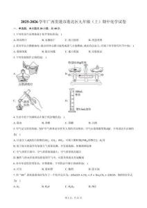 2025-2026學年廣西貴港市港北區九年級（上）期中化學試卷（含答案）