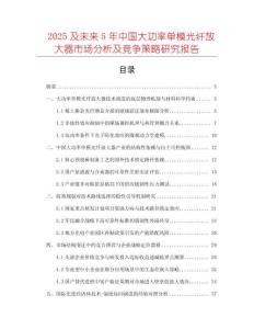 2025及未來5年中國大功率單模光纖放大器市場分析及競爭策略研究報告