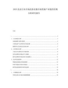 2025洗衣行業市場洗滌衣服市場資源產業鏈供給側分析研究報告