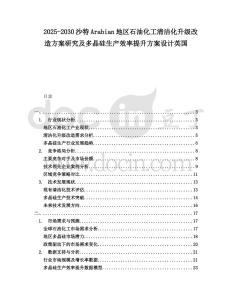 2025-2030沙特Arabian地區(qū)石油化工清潔化升級改造方案研究及多晶硅生產(chǎn)效率提升方案設(shè)計英國