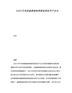 2025半導(dǎo)體晶圓缺陷深度檢測技術(shù)產(chǎn)業(yè)化