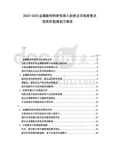 2025-2030金屬新材料研發深入鉆研及市場前景及投資價值規劃方案錄