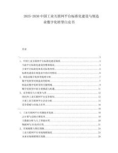 2025-2030中國工業(yè)互聯(lián)網(wǎng)平臺標(biāo)準(zhǔn)化建設(shè)與制造業(yè)數(shù)字化轉(zhuǎn)型白皮書