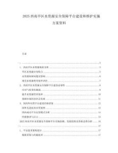 2025西南旱区水资源安全保障平台建设和维护实施方案资料